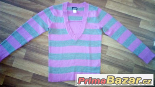 Pruhovaný fialovošedý svetr Mia Linea
