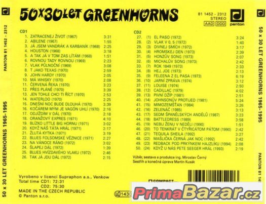 Prodám CD - Greenhorns – 50 x 30 Let Greenhorns 1965-1995 Prodám CD - Greenhorns – 50 x 30 Let Greenhorns 1965-1995