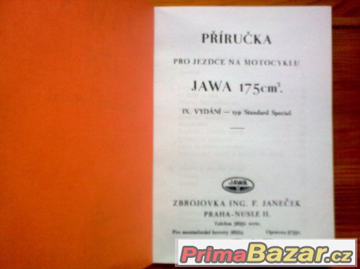 Příručka JAWA 175 Standard Special - Nabídka