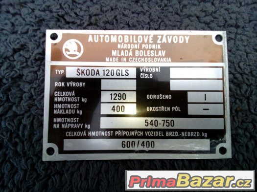 Ulozenkove stitky Skoda 120GLS