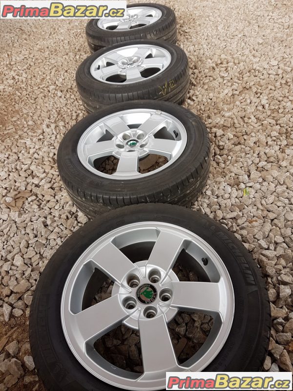 sada alu kola ŠKODA 1U0601025m s pneu Michelin 5x100 6.5jx16 et42