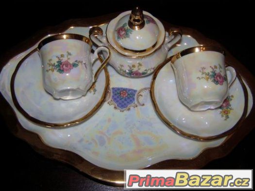 Kávový - čajový - perleťový  porcelánový servis