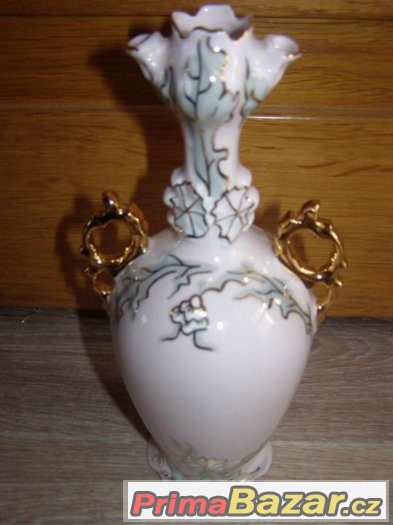 Růžový porcelán váza + cukřenka