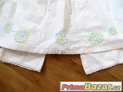komplet šatovka - halena - šaty + kalhoty, bílé plátno 80-86