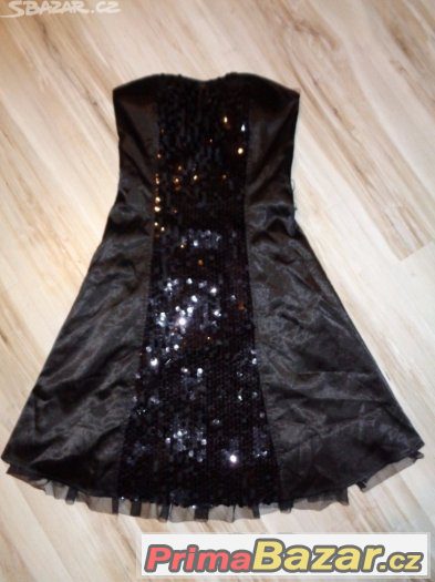 Nádherné černé společenské šaty s flitry-vel 34