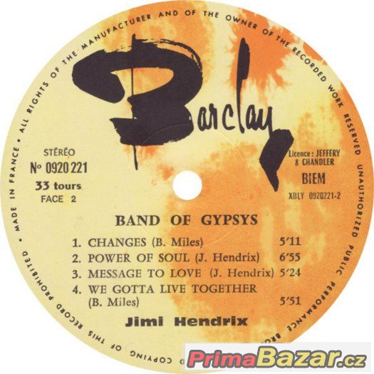 JIMI  Hendrix  ‎– Band Of Gypsys 1970 1press