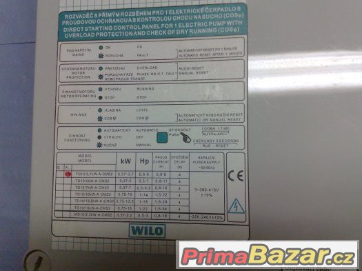 WILO, GRUNDFOS, QTD 10 řídící jednotka k čerpadlu 3x400V