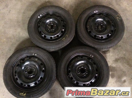 Plechové disky 5x100 R15 a letní pneu 195/55/15 Continental