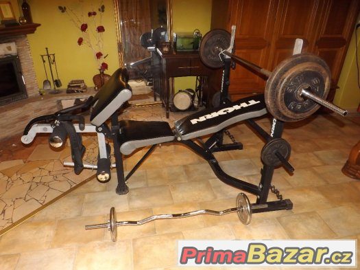 Posilovací lavice+čínka na bench+čínka na biceps+závaží