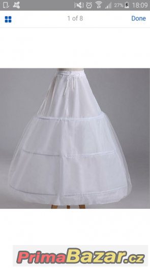 nové bílé svatební šaty s kruhovou spodnicí a vlečkou