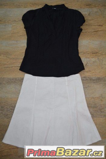 Bílá sukně s černou halenkou, vel. 42