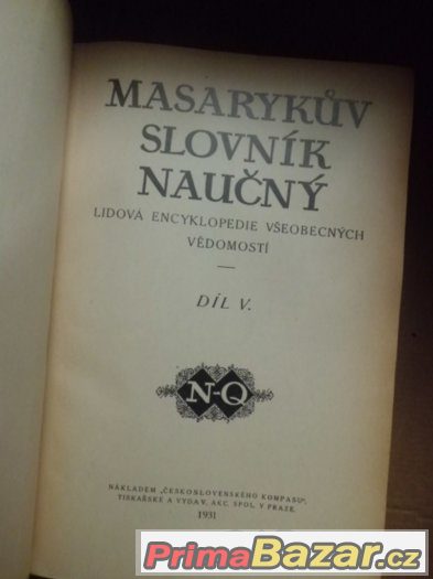 Starožitný Masarykův Slovník Naučný -  5 dílů