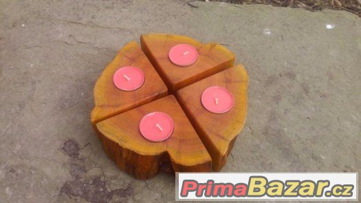 Ručně vyráběné dřevěné svícny a jiné doplňky
