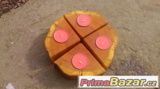 Ručně vyráběné dřevěné svícny a jiné doplňky
