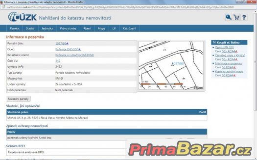 Prodej lesa k.ú Kańovice, 2422m² -, ev.č. 186