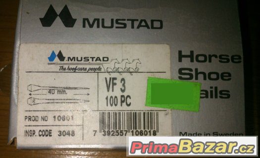 Hřebíky podkovářské Mustad VF 3 40 mm Nové
