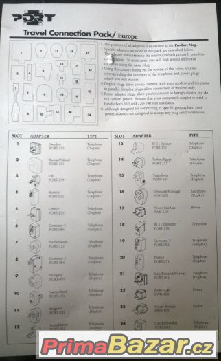 Sada cestovních adaptérů pro elektriku a telefoní přípojku