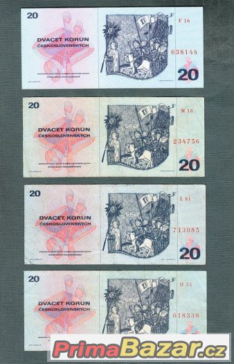 Staré bankovky - 20 kčs 1970 VŠECHNY VYDANÉ SERIE
