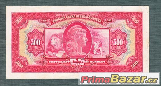 Staré bankovky - 500 korun 1929 NEPERFOROVANA