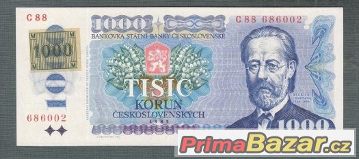 Staré bankovky - 1000 kčs 1985 Smetana KOLEK bezvadný stav