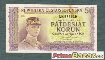 Staré bankovky - 50 kčs 1945 NEPERFOROVANA