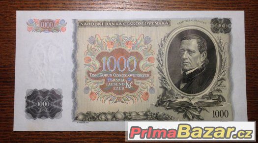 Staré bankovky - 1000 korun 1934 NEPERFOROVANA, pěkná Staré bankovky - 1000 korun 1934 NEPERFOROVANA, pěkná