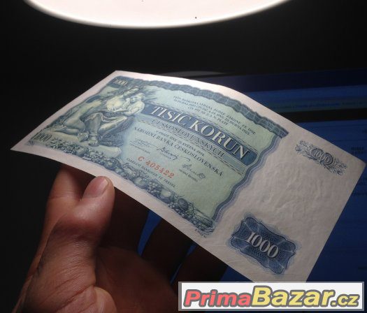 Staré bankovky - 1000 korun 1934 NEPERFOROVANA, pěkná Staré bankovky - 1000 korun 1934 NEPERFOROVANA, pěkná