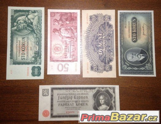 Staré bankovky UNC - 14 kusů , bezvadný stav UNC Staré bankovky UNC - 14 kusů , bezvadný stav UNC