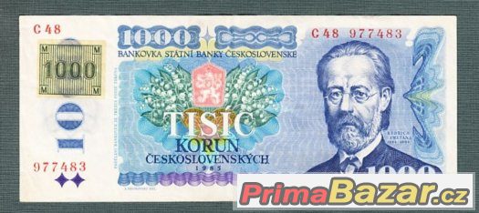 Staré bankovky - 1000 kčs 1985 Smetana pěkný stav