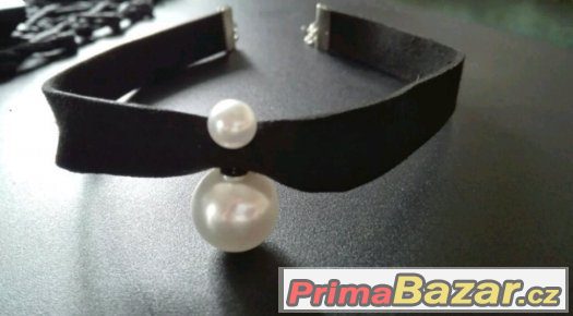 Choker náhrdelník na krk s perlou nový