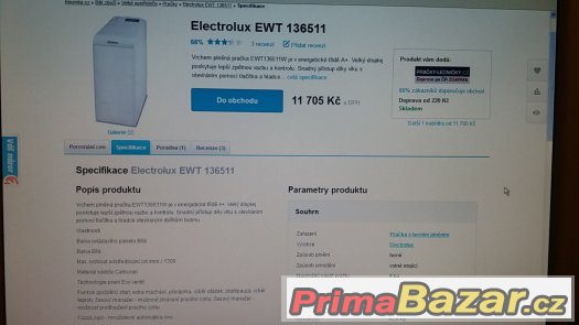 pračka ELECTROLUX typ EWT 136511 W , je na 6 kg prádla pračka ELECTROLUX typ EWT 136511 W , je na 6 kg prádla