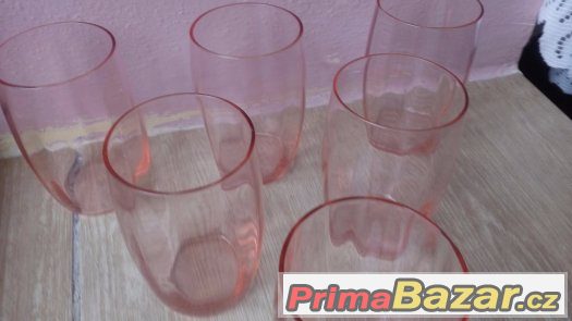 Souprava 6 sklenek na pití - české ručně probarvené sklo