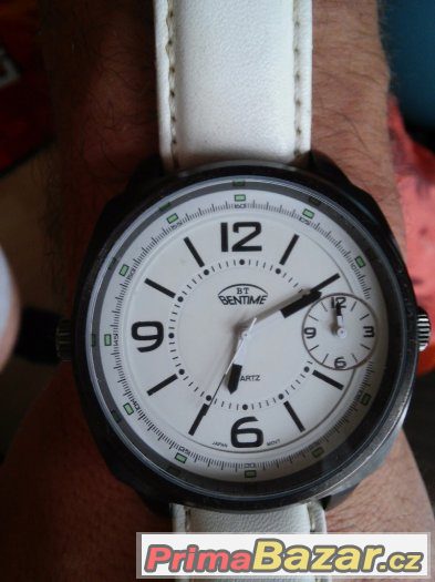 Pánské náramkové hodinky bentime, bílá s černou