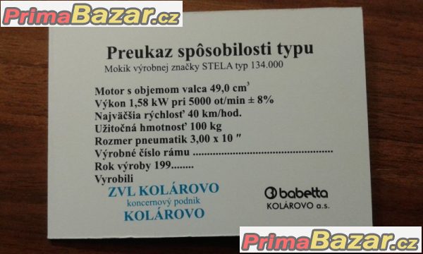 Prodám nové kartičky/doklad na mopedy a stadiony