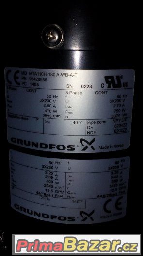 Nízkotlaké ponorné odstředivé čerpadlo GRUNDFOS NOVÉ Nízkotlaké ponorné odstředivé čerpadlo GRUNDFOS NOVÉ