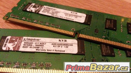 Paměti - 2x 2GB DDR3 Kingston KVR1333D3N9K2/4G CL9, 1,5V