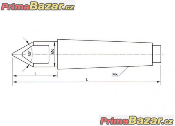 Hrot upínací zploštělý Mk6, úhel 60°, vložka SK, ČSN 243317