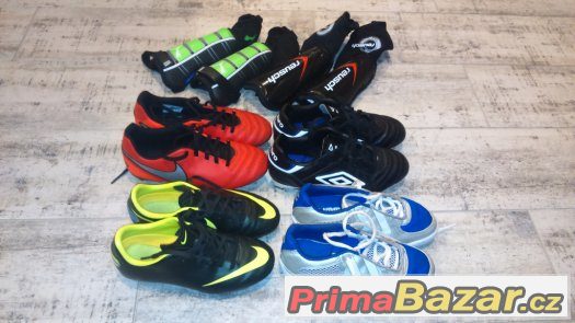 Dětské kopačky NIKE, HUMMEL, UMBRO, vel. 32,33,34EU,chrániče