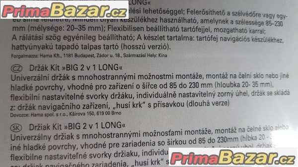 Držák mobilu nebo navigace do auta. Hama BIG 2IN1 LONG