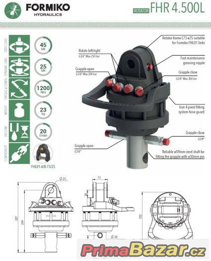 Hydraulický rotátor Formiko FHR 4.500L (4,5t)