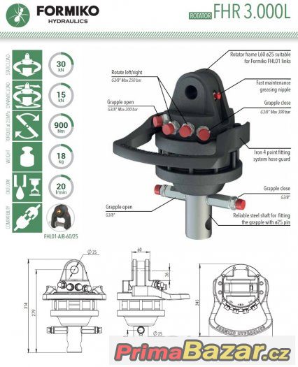 Hydraulický rotátor Formiko FHR 3.000L (3t)