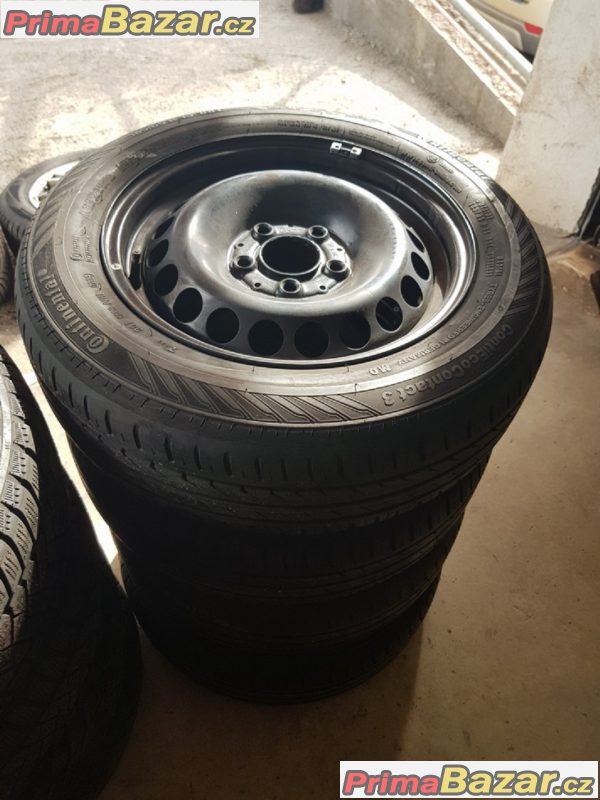 4x plechovy disk s pneu Continental letni na dojeti Mercedes 1694000402 5x112 6jx15 et44
