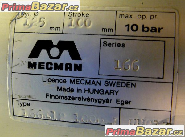 Pneumatický válec MECMAN 166 (125 mm/100 mm) NOVÝ Pneumatický válec MECMAN 166 (125 mm/100 mm) NOVÝ