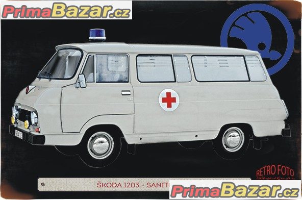 ŠKODA 1203 SANITNÍ VŮZ - PLECHOVÁ POHLEDNICE