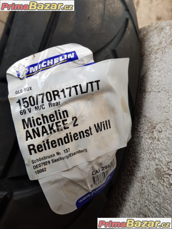 2xnove pneu na motorku predek zadek dot1815 a 2115 Michelin Anakee 1x 150/70 r17 cena1790kus a Michelin Anakee 110/80 r1