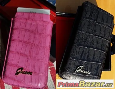 Kožené Guess Pouzdro Černé,růžové vel. L 14x8
