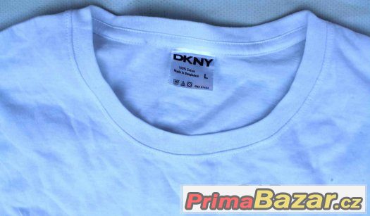 Bavlněné triko DKNY bílé černé – fotografie 3