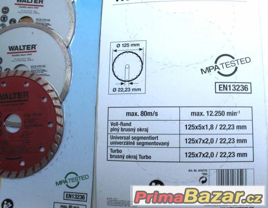 Sada 5 ks diamantových kotoučku 125mm Walter do rozbrusky