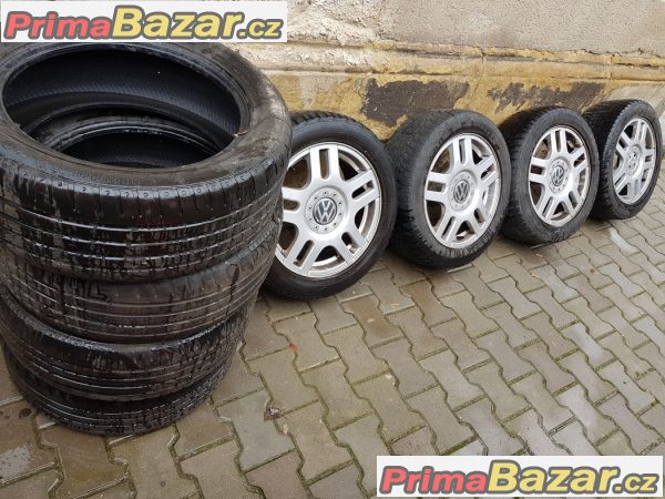 sada alu kola a pneu Volkswagen 1J0601025f 5x100 6.5jx16 et42 pneu  205/55 r16