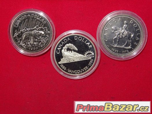 Canada - stříbrné 1 Dolary - 3 ks